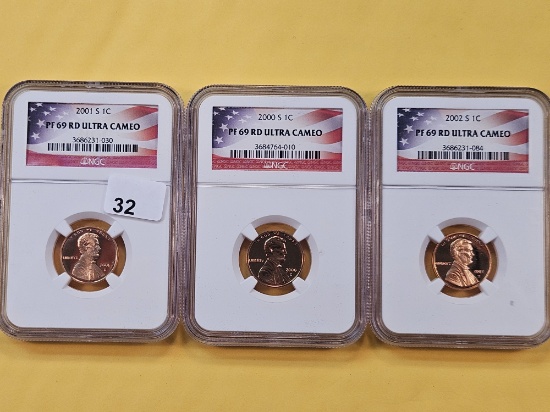 Three NGC Lincoln Cents in Proof 69 Ultra Cameo