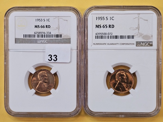 Two GEM, NGC-Graded Wheat Cents
