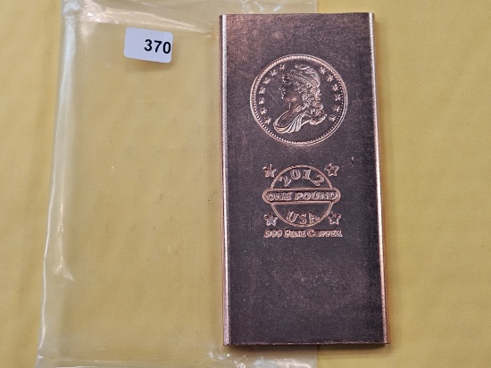 One Pound .999 Fine Copper Bar