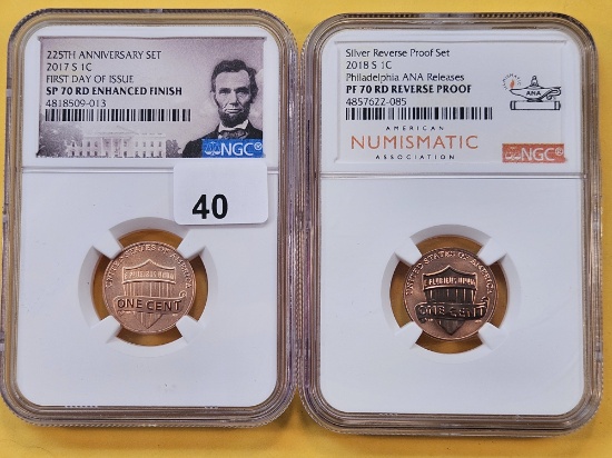 PERFECT! Two NGC Graded Lincoln Shield Cents