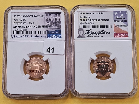 PERFECT! Two NGC Graded Lincoln Shield Cents