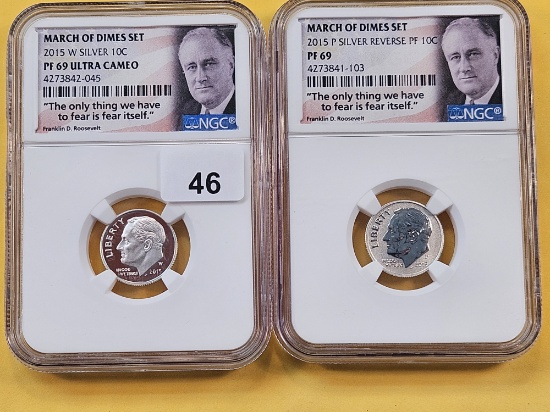 Two NGC Graded Proof Jefferson Silver Dimes