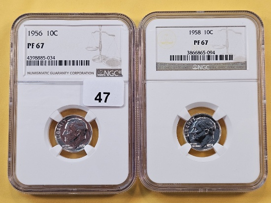Two NGC Graded Jefferson Silver Dimes in Proof 67