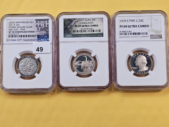 Three NGC Graded Quarters