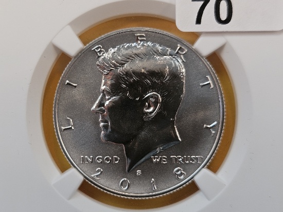 PERFECT! NGC 2018-S Kennedy Silver Half Dollar in Proof 70 Reverse Proof