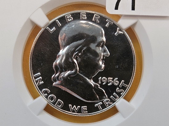 Variety! NGC 1956 Type 2 Franklin Silver Half Dollar in Proof 67