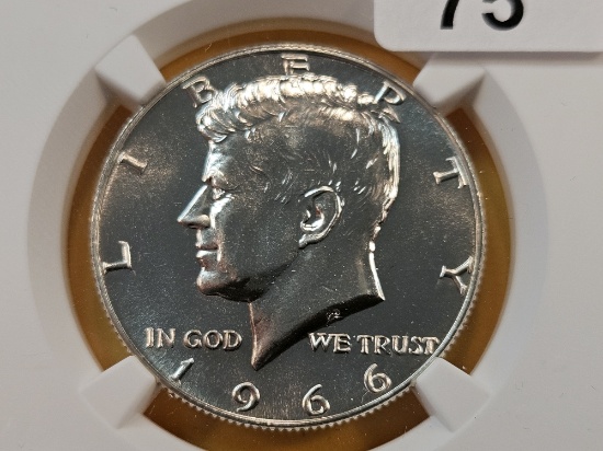 NGC 1966 Kennedy Silver Half Dollar in Mint State 67
