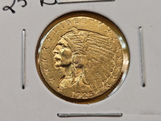 GOLD! Brilliant XF-AU 1925-D Indian Head $2.5 Dollar Gold