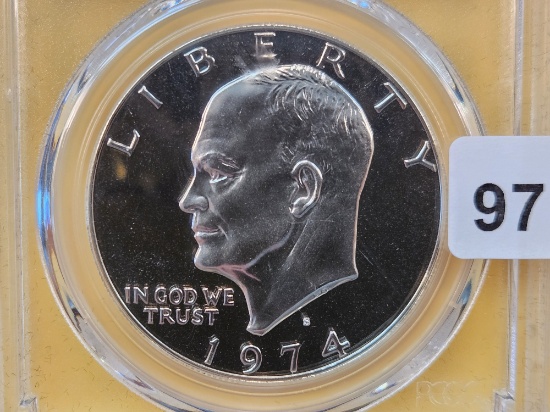 PCGS 1974-S Eisenhower Silver Dollar in Proof 69 Deep Cameo