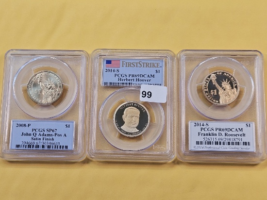 Three PCGS Graded Presidential Dollars