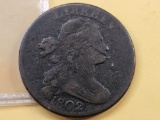 1802 Draped Bust Large Cent in Very Fine -details