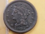 1847 Braided Hair Large Cent