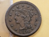 1850 Braided Hair Large Cent