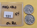 1935 and 1936 Buffalo Nickels