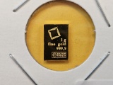 GOLD! Valcambi One Gram .9999 fine Gold Bar