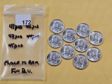 Ten Brilliant Uncirculated Mercury Silver Dimes