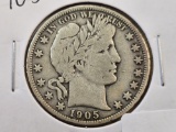 1905 Barber Silver Half Dollar