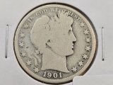 1901-S Barber Silver Half Dollar
