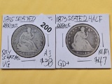 Two Circulated Seated Liberty Silver Half Dollars