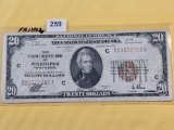 Series 1929 Brown Seal Twenty Dollar National Currency Note in Very Fine plus