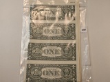Series 1985 Uncut Sheet of One Dollar Federal Reserve Notes