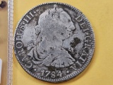 1784 Mexico Silver Eight Reals with Chop Marks in Very Fine plus