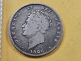 1826 Great Britain Shilling in Fine plus