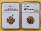 Two GEM, NGC-Graded Wheat Cents
