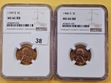 Two NGC Graded Wheat Cents in Mint State 66 Red