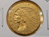 GOLD! Choice Brilliant AU-BU 1910 Indian Head Five Dollar Gold