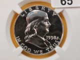 NGC 1958 Franklin Silver Half Dollar in Proof-67