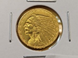GOLD! Brilliant About Uncirculated 1925-D Indian Head $2.5 Dollar Gold