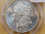 PCGS 1885 Morgan Silver Dollar in Mint State 63
