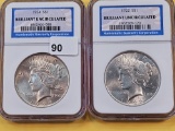 Two NGC Graded Brilliant Uncirculated Peace Silver Dollars