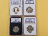 Four NGC Graded Presidential Dollars