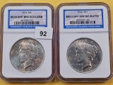 Two NGC Graded Brilliant Uncirculated Peace Silver Dollars