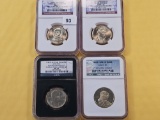 Four NGC Graded Presidential Dollars