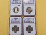 Four NGC Graded Presidential Dollars