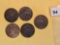 Five mixed Two-Cent pieces