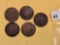 Five mixed Two-Cent pieces
