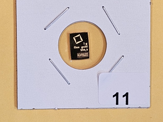 GOLD! Valcambi One Gram .9999 fine Gold bar