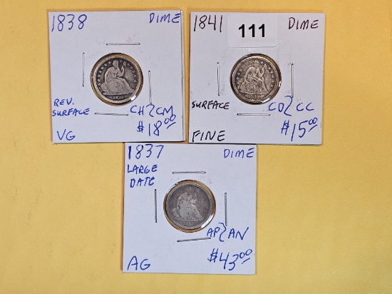 Three Seated Liberty Dimes