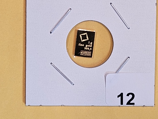 GOLD! Valcambi One Gram .9999 fine Gold bar