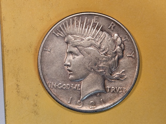 ** KEY DATE ** 1921 Peace Dollar in Very Fine