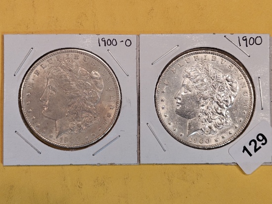 Two Morgan silver Dollars in About Uncirculated plus