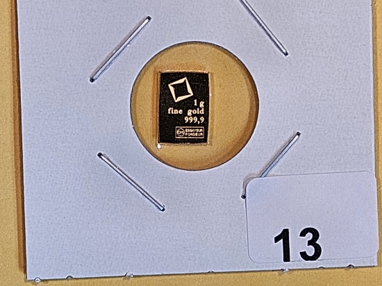 GOLD! Valcambi One Gram .9999 fine Gold bar