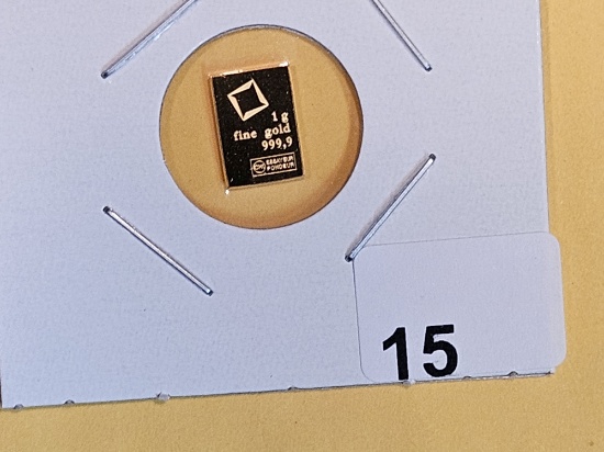 GOLD! Valcambi One Gram .9999 fine Gold bar