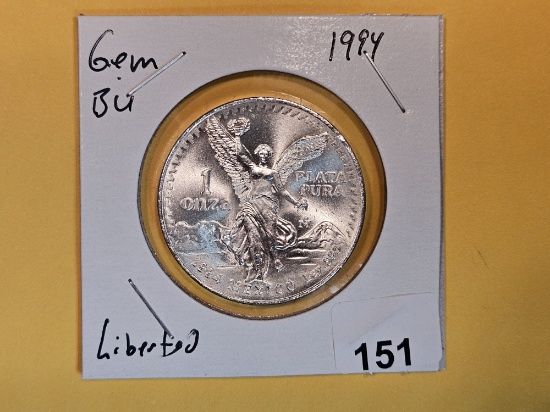 GEM Brilliant Uncirculated 1994 Mexico Silver Onza