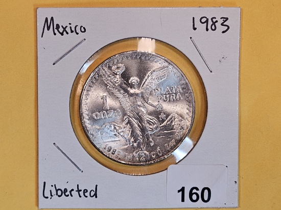 GEM Brilliant Uncirculated 1983 Mexico Silver Onza