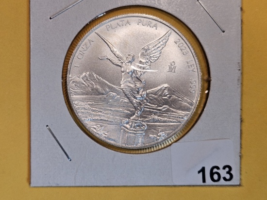 GEM Brilliant Uncirculated 2023 Mexico Silver Onza